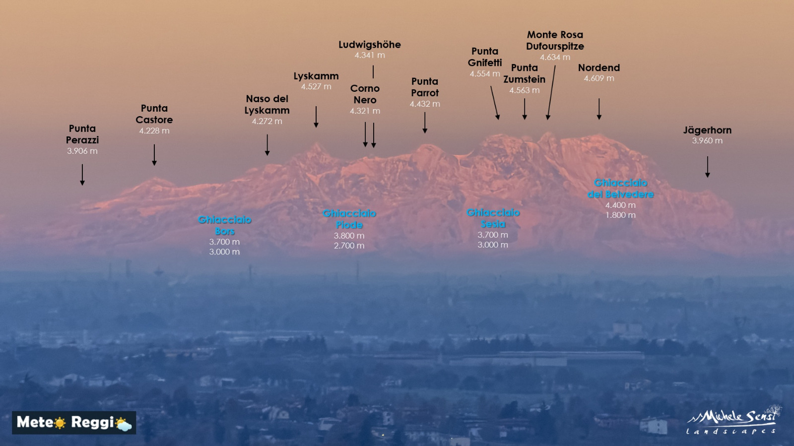 Il Monte Rosa visto dalle nostre colline: perché riusciamo a distinguere un gigante lontano 270 km